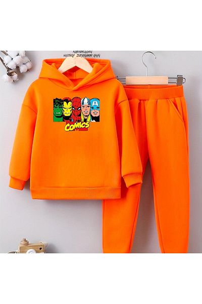 BENROMA Unisex Kids Tracksuit Set - Comics Printed, Oversize Fit