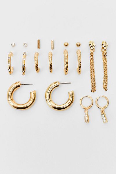 Stradivarius Set of 6 diamanté hoop earrings