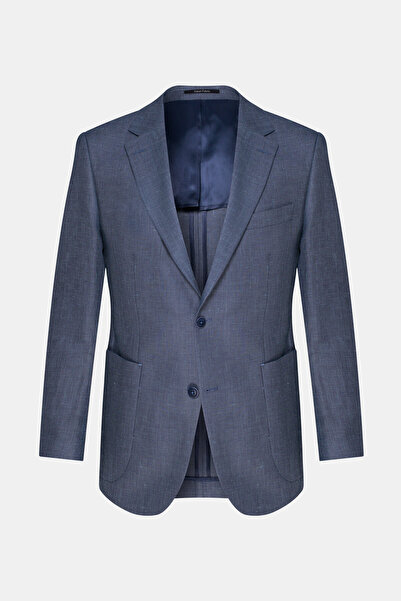 W Collection Linen Wool Jacket with Petroleum Buttons