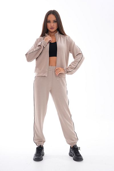 BİKELİFE Damen-Trainingsanzug-Set mit Reißverschluss und Streifendetail