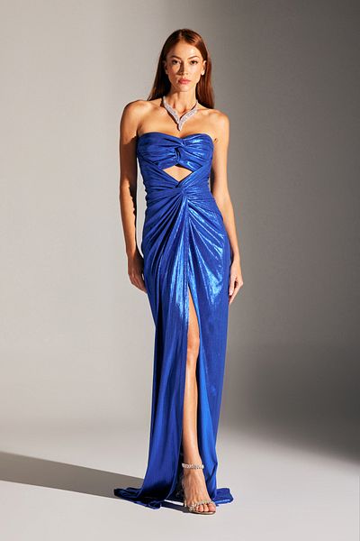 BETTY & SAM FLAVIA sparkling body-fitting DRAPED SAKS evening dress