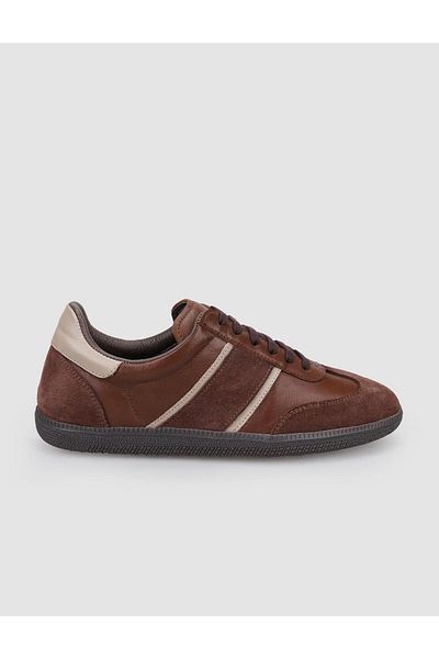 Cabani 100% Genuine Leather Brown Lace-Up Women's Sneakers