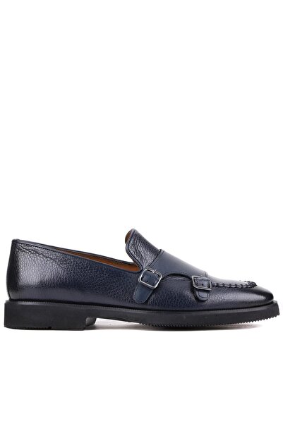 Shoetyle - Navy Blue Leather Buckle Men's Classic Shoes 250-2750