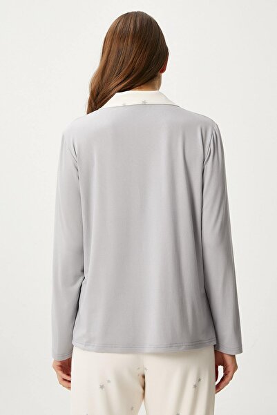 Ritnice Women's Efsa Star Extra Soft Gray Cream Pajama Set