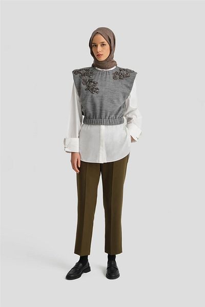 Armine Pantaloni de călcat de culoare kaki - Model 24k2710