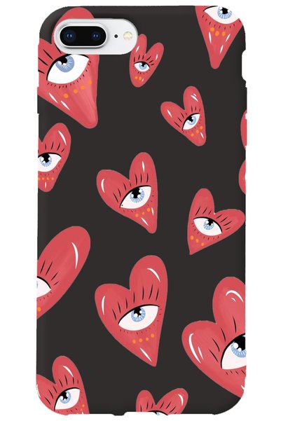 WANNA PROTECT Silicone Phone Case for iPhone 7 Plus Black Inside Velvet Heart...