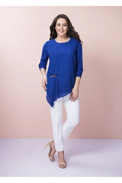 EVEN plus size بلوزة كبيرة الحجم مع إكسسوارات بإبزيم