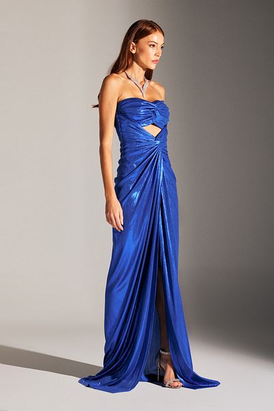 BETTY & SAM FLAVIA sparkling body-fitting DRAPED SAKS evening dress