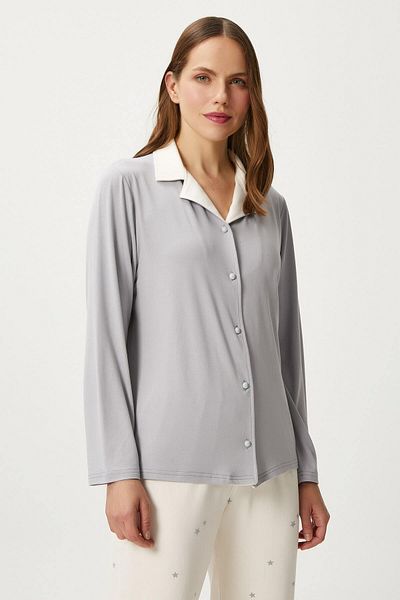 Ritnice Women's Efsa Star Extra Soft Gray Cream Pajama Set