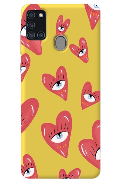 WANNA PROTECT Samsung A21S Yellow Inside Velvet Heart Eye Girl Power Patterne...
