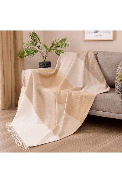 Evidea Soft Carta Jacquard Scotch Tv Blanket - Beige - 130X170 cm