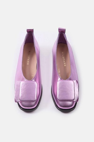 NILUFARR Rilinda Purple Genuine Leather Women's Ballerinas