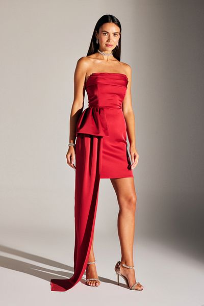 BETTY & SAM Perry RED Detailliertes Minikleid