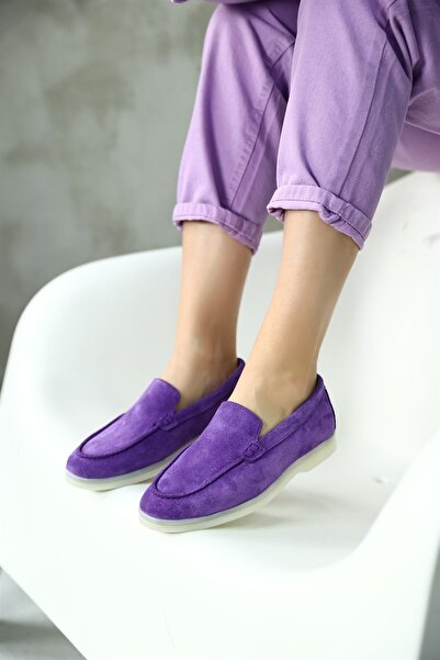 NILUFARR Camelia Lila Hakiki Süet Kadın Casual Ayakkabı