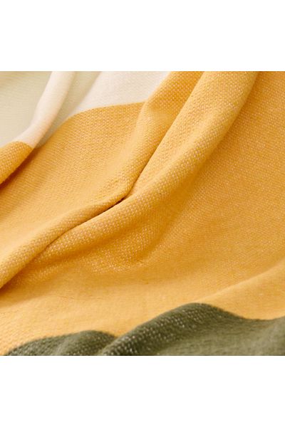 Evidea Green / Mustard Soft Carta Jacquard Scotch Tv Blanket - 130X170 cm