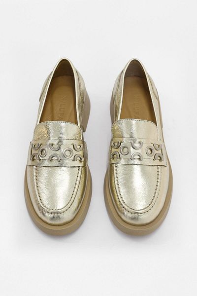 NILUFARR Morris Gold - Mocasini de dama cu accesorii din piele naturala si argint