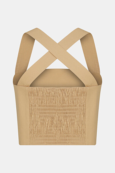 W Collection Camel Square Collar Strap Bluz