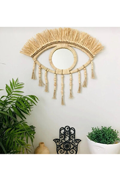 Emek El Yapimi Rafya Göz Ayna Dekoratif Ayna Duvar Süsü Kapi Süsü