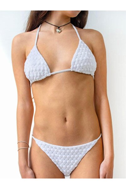 theanemos Beyaz Örgü Bikini Takımı