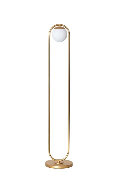 Luzarana Zenga Sarı Metal Gövde Beyaz Camlı Tasarım Lüx Yerden Aydınlatma Lambader