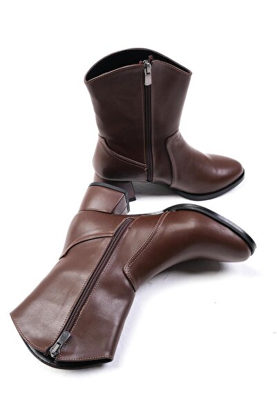 Mio Gusto April Kahverengi Oval Burunlu Kadın Kısa Topuklu Bot