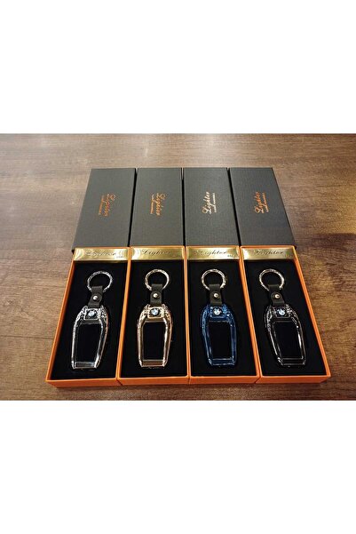 ÇAKMAK DÜNYASI USB Şarjlı Bmw Anahtarı Görünümlü Fenerli Elektronik Çakmak Bmw Anahtarlık (Mavi)