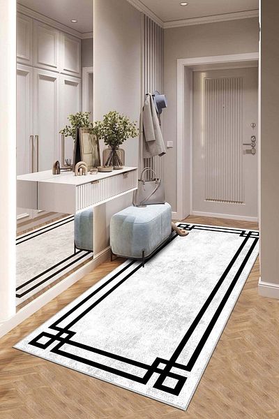 West Home Stain Resistant Modern Cut Kitchen Runner with Washable and Non-Slip Base - Carpet Runner