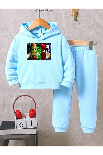 BENROMA Super Heroes Printed - Set de trening pentru copii oversize unisex