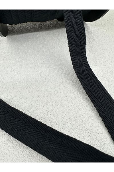 paşateks since 1995 şekil 2 cm Cotton Herringbone Ribbon-5 Meters-Black/Thick