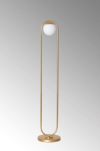 Luzarana Zenga Sarı Metal Gövde Beyaz Camlı Tasarım Lüx Yerden Aydınlatma Lambader