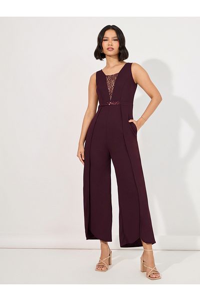 Styli Wide Leg Sleeveless Sequined Jumpsuit