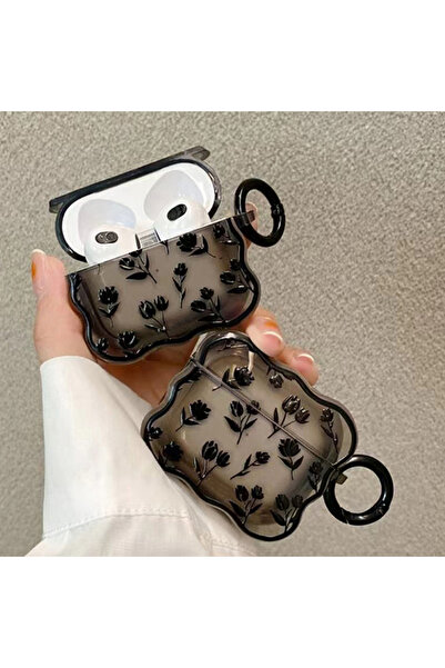 Choice For Airpods Pro2 Ins Clear Black Tulip Flower Case Cute Transparent Cover Retro Rose Flowers