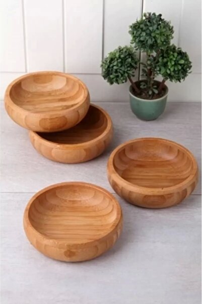 ls locco Round 4-Piece Wooden Snack Bowl -Crz1010