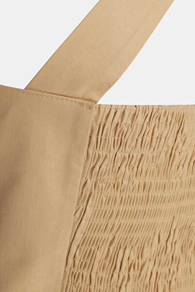 W Collection Camel Square Collar Strap Bluz