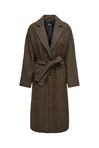 ONLY Γυναικείο Καφέ Παλτό Καρό 15322423