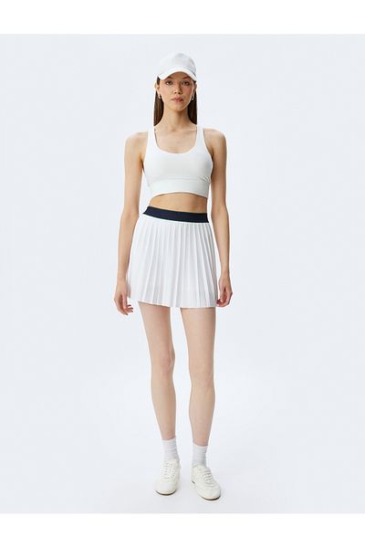 Koton U-Neck Slim Fit Sports Bra - Cross Back Strap, Soft Button Interlock