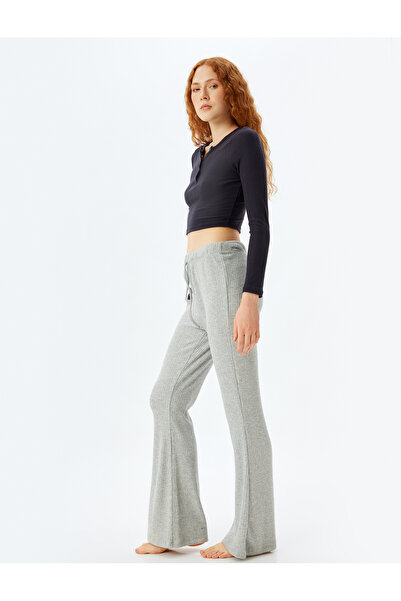 Koton Soft Textured Knitted Pajama Bottom - Elastic Waist Tied