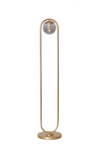 Luzarana Zenga Sarı Metal Gövde Füme Camlı Tasarım Lüx Yerden Aydınlatma Lambader