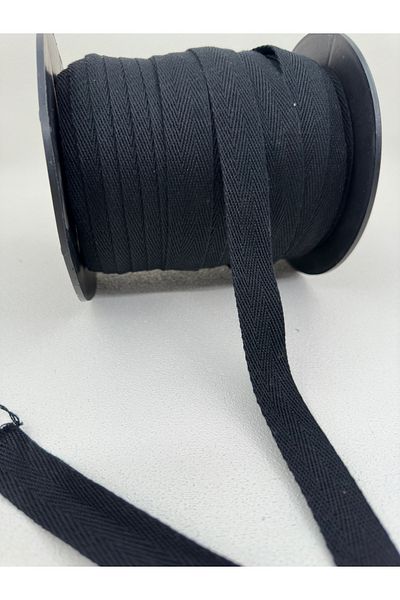 paşateks since 1995 şekil 2 cm Cotton Herringbone Ribbon-5 Meters-Black/Thick