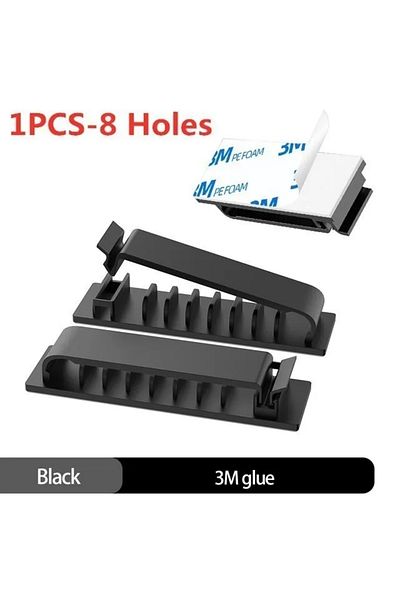 Choice 8 Holes-Black Self-adhesive Cable Organizer Wire Tie Cable Clamp Clips Holder Clamp Management Car G