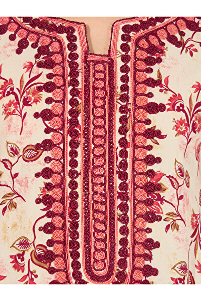 Maxim Creation By Styli Floral Print Rayon Mukhawar Jalabiya with Handwork