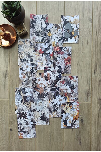 Mona Craftist 15Pcs Red Black White Floral Themed Scrapbook Paper Set Bullet ...
