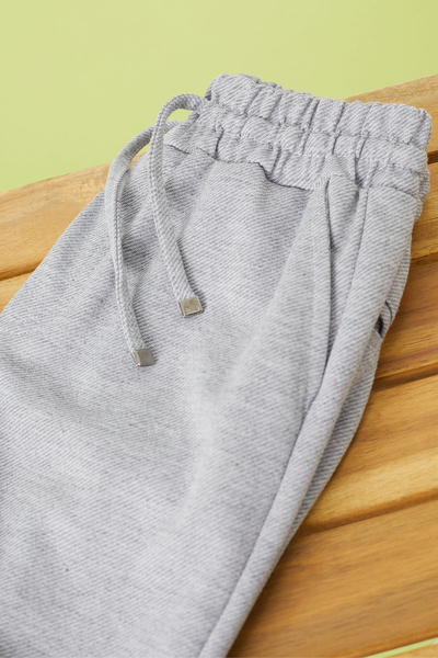 Cansın Mini Grey Double Leg Elastic Waist Boys' Trousers 18541