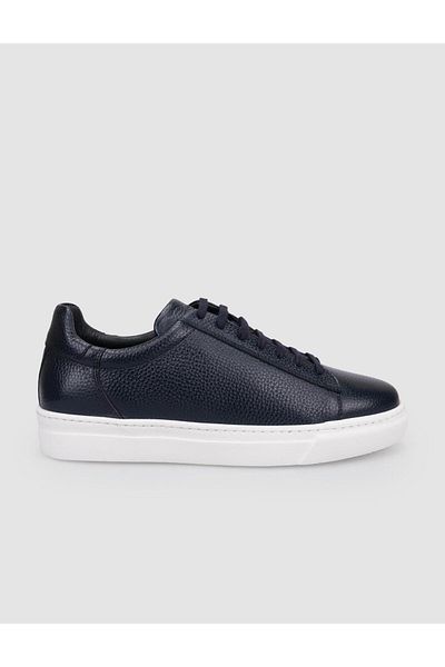 Cabani 100% Genuine Leather Navy Blue Lace-Up Men's Sports Shoes