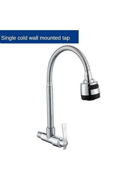 Choice Silver Kitchen Wall Mounted Sink Faucet Universal Flexible Kitchen Faucet Mop Pool Single Cold Sink