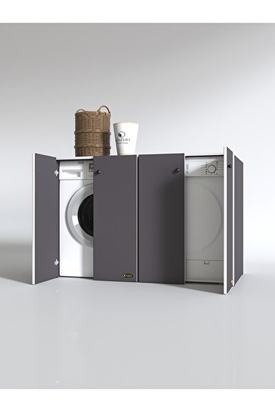 Kenzlife Çamaşır&Kurutma&Bulaşık Makinesi Dolabı Tatyanakare Gri 90*140*60 Kapaklı Arkalıksız