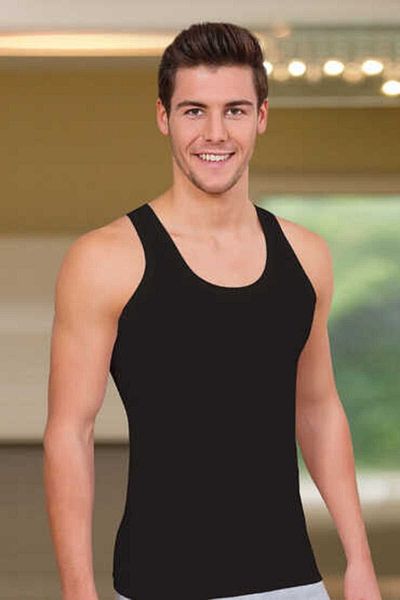 Berrak 1017 Men's Black Combed Cotton Undershirt - Pack of 6 Colorful