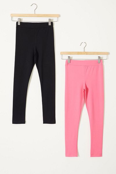 Cansın Mini Colanți simpli din Lycra pentru fetiță, negru-roz 18117