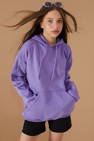 Cansın Mini Μωβ Basic Hooded μακρυμάνικο φούτερ για κορίτσια - 19187