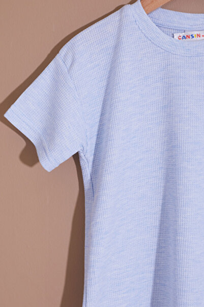 Cansın Mini Set pantaloni scurți cu vafe albastre pentru băiat - 19094